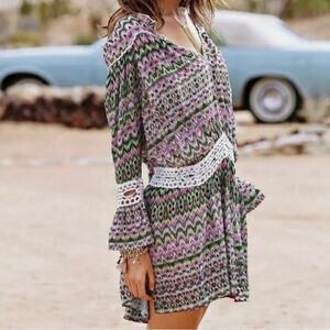 Victoria's Secret Swim Cover Up Dress Womens XS Crochet Swim watercolor beach